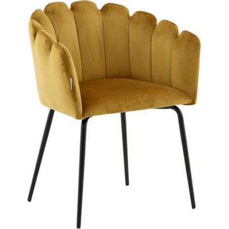 Chaise en Velours "Limhamn" 76cm Jaune (1/5)