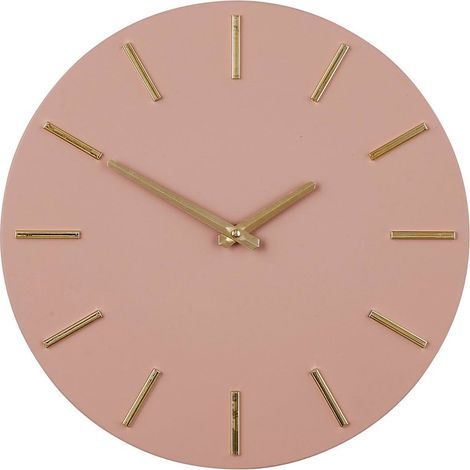 Horloge murale ronde en aluminium coloris vieux rose et aiguilles dorées Ø 35,5 cm - PANGIVO (1/4)