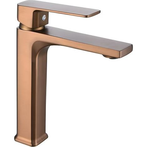 Brass alloy hot and cold water basin faucet, bathroom vanity, single-hole washbasin/washbasin splash-proof faucet - rose gold low-profile model