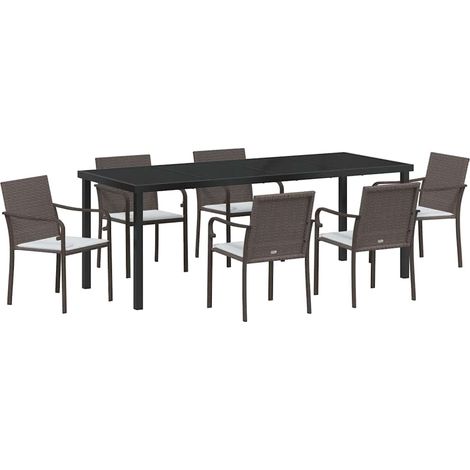 Maison Exclusive - Set da Pranzo per Giardino 7 pcs Marrone e Nero Rattan in PE
