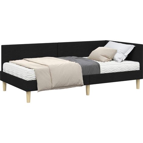Maison Exclusive - Cadre de lit d'angle avec matelas Autre 2 pcs Vert tissu (1/5)