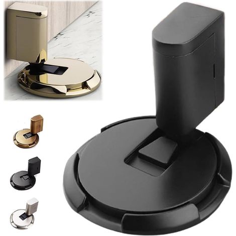 Door Stopper Door Stop, Magnetic Door Stop Metal Door Stop, Doorstops with Rubber Bumper, Adhesive Door Stop for All Hard Floors (Grey)