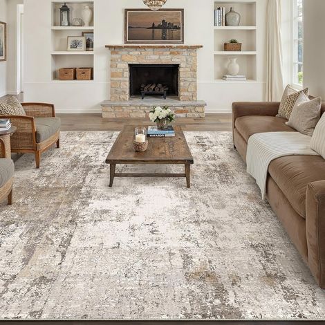Moderne Marron Gris Tapis Salon 300x400cm Lavable en Machine Chambre Adulte,Antidérapant Grand Rug,Abstrait Carpet,Salle a Manger,Bureau,Descente de Lit,Interieur,Poil Ras Rug (1/5)