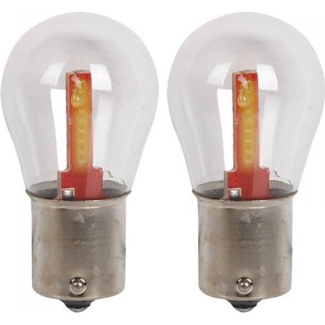 2x Lampada LED BA15s S25 P21W COB 12V 24V 300lm 1.7W Bianco Freddo H50mm