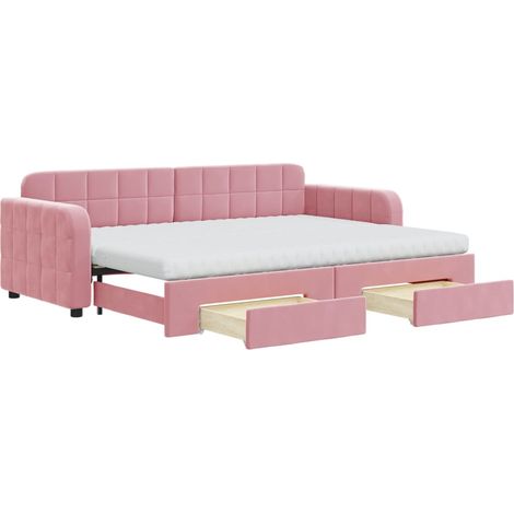 Maison Exclusive - Divano Letto Estraibile con Cassetti Rosa 80x200 cm Velluto (1/5)