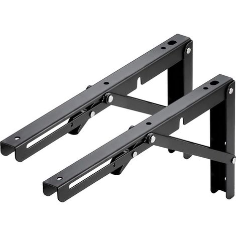 Mural Pliable Équerre pour Étagère, Lot de 2 Support d'étagère Pliant, Equerre Rabattable Murale – 30 cm x 15 cm Charge Max 50 kg - Noir-Fei Yu