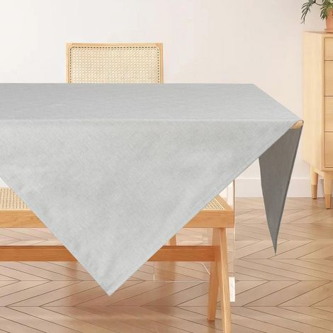 Nappe lavable aspect lin 80x80cm Gris clair, hydrofuge, résistant aux rayures