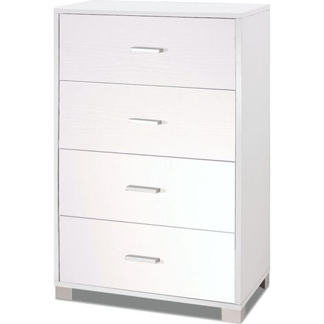 Cajonera dormitorio 4 cajones oficina diseño moderno Elita - Blanco