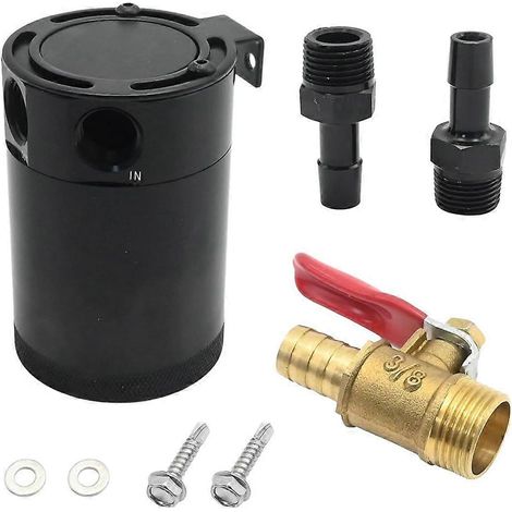 Kompakter 2-Port-Ölrückgewinnungstank mit Schwallblechen, 3/8"-NPT-Ein-/Auslass, 150 ml Fassungsvermögen, abnehmbarem Ventil, 2-Loch-Ölkessel (1/5)