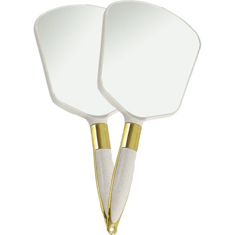 1 Miroir de poche, poignée ergonomique, bois naturel et ABS, verre, pour maquillage domicile salon voyage (1/5)