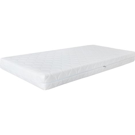 ML-Design Materasso Ortopedico Memory Foam Certificato Oeko-Tex Standard in Schiuma Fredda Bianco 90 x 200 x 16 cm Ipoallergenico Rivestimento Sfoderabile Lavabile Antibatterico H4 Extra Rigido