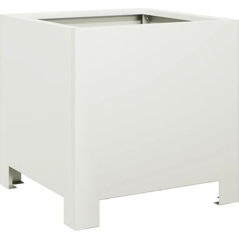 Fioriera aiuola rialzata vassoio piante fiori terrazzo giardino 30 x 30 x 30 cm acciaio bianco 020037484