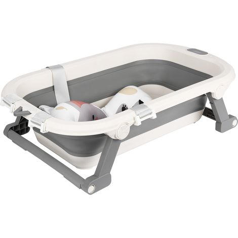 Faltbare Baby Badewanne Baby Bathtub mit Sitzmatte Anti-Rutsch Babybadewanne 83x47x28cm grau (1/5)