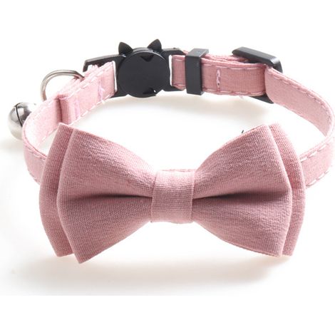 MINKUROW Collare per gatti staccabile con papillon, campana carina tinta unita per gattino Rosa di sicurezza regolabile (1/5)