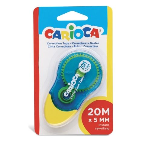 Carioca CORRETTORE A NASTRO - Correttore a nastro opaco e immediatamente riscrivibile. Perfetto per cancellare. Contiene 1 correttore 20mx5mm. Colore del correttore blu e giallo