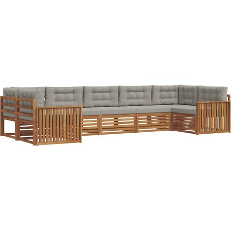Conjunto de sofás de exterior 7 uds. Gris Natural y Claro vidaXL (1/5)