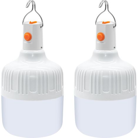2 Pcs LED Camping Lantern, USB Rechargeable Camping Light Powerful Lumens Outdoor Lamp, Portable Waterproof Tent Lamp for Camping Fishing Hiking Garden Emergency (1/5)