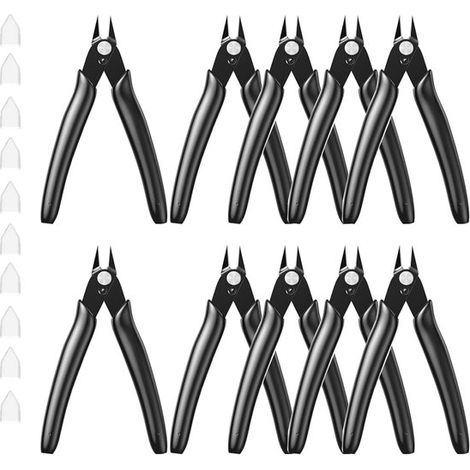 Paquete de 10 alicates de corte pequeños de 5 pulgadas - Cortadores al ras - para joyería, electrónica e impresión 3D (1/5)