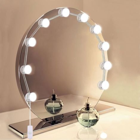 Hollywood Kit de Lumières de Miroir USB Powered 10 Ampoule LED éclairage de Maquillage Miroir Lumineux pour Maquillage Coiffeuse (1/4)