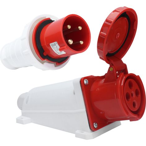 Prise étanche IP67 pour l'aviation industrielle, montage en surface, 4 broches 3P+T, 380 V/415 V, 63 A (1/5)