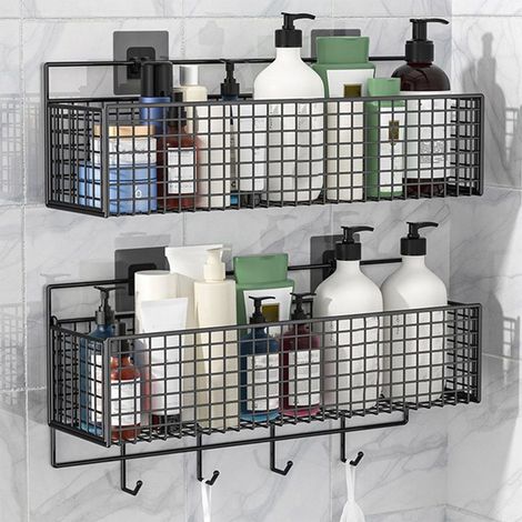 Panier De Rangement En Fil Métallique - Pour Salle De Bain Cuisine Armoire Étagère Placard Lavabo Cellier Buanderie Garage - Noir Blanc - 15x10x10 cm - 1 Pièce (1/5)