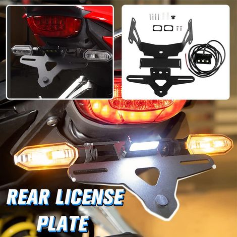 Support de plaque d'immatriculation compatible avec CB650R CBR650R 2021 2022 2023 2024 de moto - Kit d'élimination de garde-boue arrière avec lumière LED (1/5)