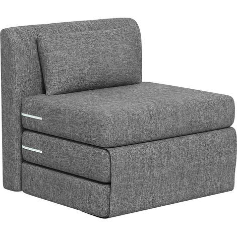 Silla de suelo Sofá cama plegable 2 en 1 con aspecto de lino, silla de suelo acolchada que soporta hasta 240 kg para salón, dormitorio, gris (1/5)