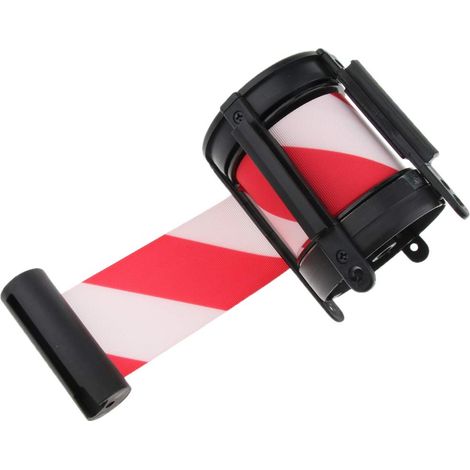 JSSEVN - Barrière à Ruban Enrouleur Rétractable, Barrière Murale de Foule Controle Sécurité 5m, Rouge et blanc