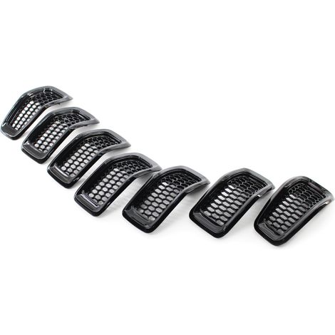 Grille Covers ABS Painted pour Jeep Cherokee 2014-2018, 7PCS Noir Brillant (1/4)
