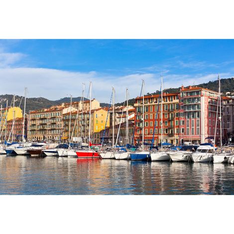 Tableau sur toile port de Nice 30x45 cm - Impression sur Toile Murale Décorative - Image imprimée en HD sur Toile - Toile sur Châssis en Bois FSC - Fabriqué en France (1/4)