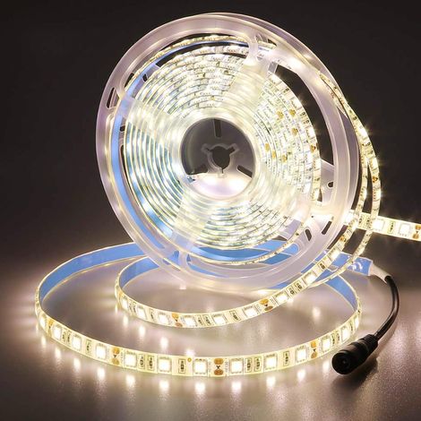 5 m warmweißer LED-Streifen - 300 LEDs - IP65 wasserdicht - flexibel selbstklebend - für Küche und Außenbereich - 12 V (Leuchtmittel nicht enthalten) (1/5)