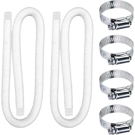 Lot de 2 tuyaux de rechange pour pompe de piscine, avec 4 colliers de serrage en métal, tuyau de filtre de piscine pour piscines hors sol (32 mm)