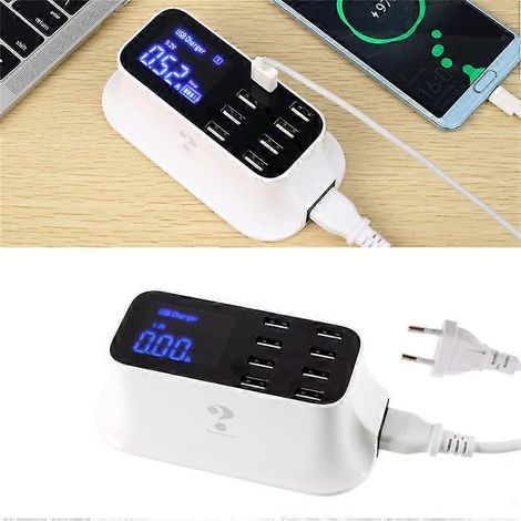 Station d'accueil YC-CDA19 CE/RoHS/FCC, chargeur USB multiple à 8 ports, hub de charge de bureau avec écran LED (1/5)