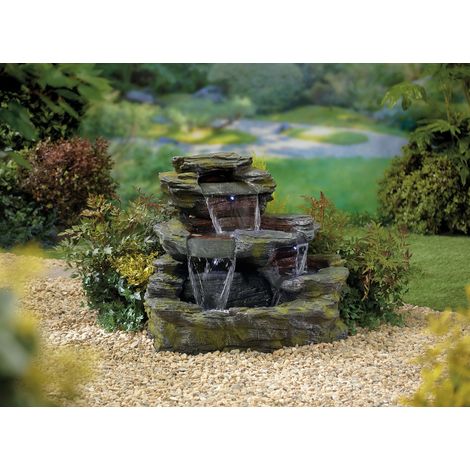 Easy Fountain Garda Falls LED Natural Garden Water Feature Stone Slate Effect (1/2)
