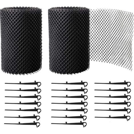 2 Rouleaux Grilles de Protection de Gouttière durable en PP, Protège Toiture et Protection contre Feuille + 20 Crochets de fixation (1/5)