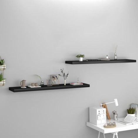 Estantes flotantes de pared 2 uds MDF negro 120x23,5x3,8 cm vidaXL