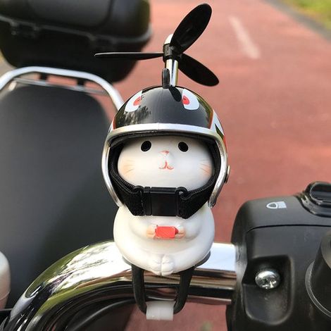 Decoración para manillar de bicicleta/patinete: figura de gato adorable con casco de hélice. (1/4)