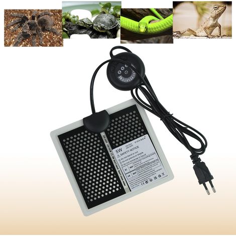 Coussin Chauffant Terrarium, Tapis Chauffant Reptile Réglable avec 7 Boutons de Réglage de la Température pour Tortue Serpents Lézards Geckos Araignées, Chauffage pour Reptiles (5W: 15x14CM) (1/5)