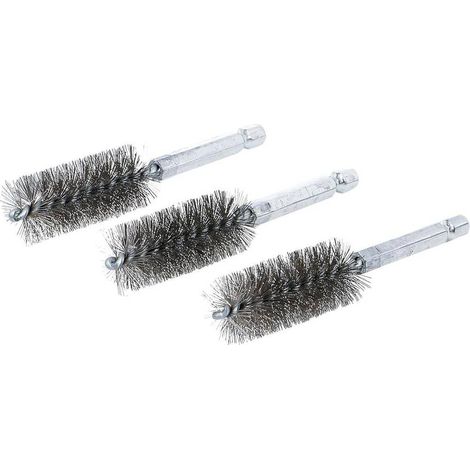 Brosse en Acier 19 mm - 3 pcs, 6,3 mm (1/4) - Résistante et Pratique pour Nettoyage et Débouchage - D-Work