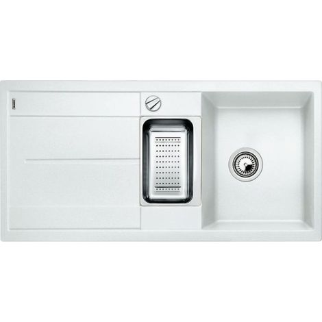 Évier encastré Metra 6 S Silgranit avec commande de vidange à distance, blanc