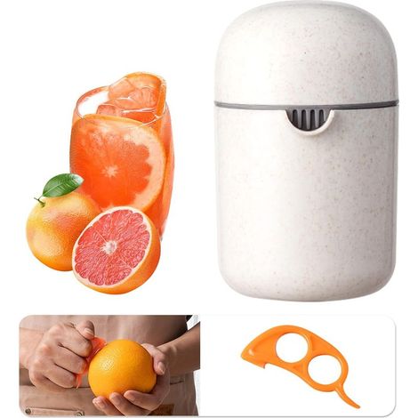 Exprimidor manual de cítricos, exprimidor manual de limones, libre de BPA, apto para lavavajillas, exprimidor manual de cítricos para limones, limas, naranjas, pomelos y otras frutas (blanco). (1/5)