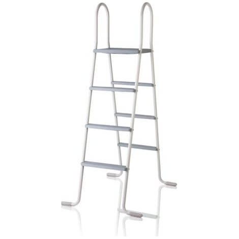 GRE – Échelle de sécurité grise 134cm – 2 x 3 marches – Plateforme antidérapante – Pour piscine et espaces aquatiques