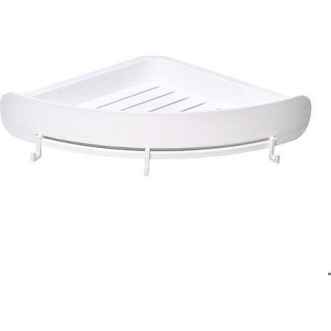 Étagère d'angle sans perçage - Blanc - Dimensions 33,2 x 23,9 x 5 cm - Plastique ABS écologique - Montage sans perçage (1/5)