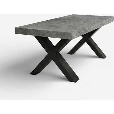 Tavolo da pranzo allungabile 12 posti 160/260x90 gambe nere Firenze - Grigio Scuro