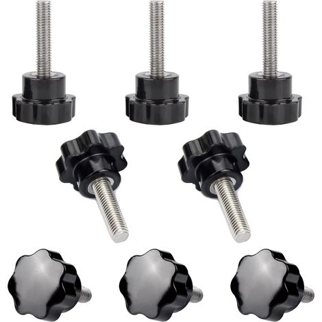 APEX 8PCS Boutons de Serrage en Forme D'étoile, M6 X 40mm Vis à Tête Moletée, Bouton à Main Ecrou de Serrage Fileté Boulon Etoile, Boutons de Serrage de Filetage avec Poignée, pour Machine, Équipement (1/5)