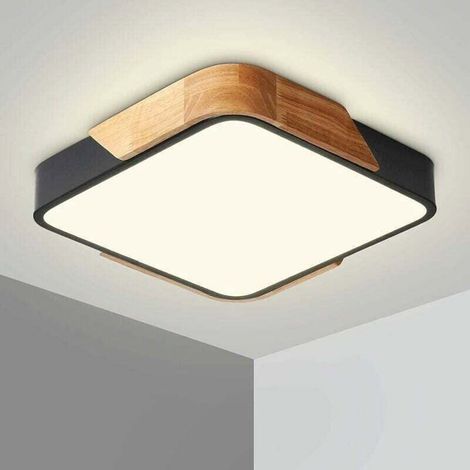Plafonnier LED 24W Carré Noir 30cm, Télécommande Luminosité Réglable Salle Bain Bureau Moderne (1/4)