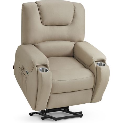 M MCombo Fernsehsessel mit Aufstehhilfe Elektrisch, mit Massage & Heizung, Relaxsessel mit Liegefunktion bis 145°, 7252 (Mikrofaser, Beigebraun) (1/5)