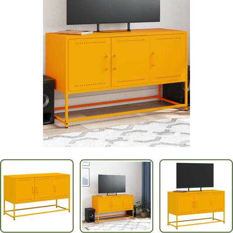 Stahl - TV-Schrank Senfgelb 100,5x39x60,5 cm Stahl (1/5)