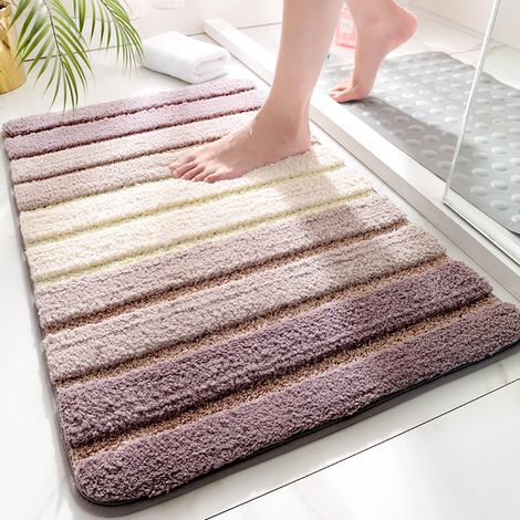 Tapis Salle de Bain Antiderapant 40 x 60 cm, Extra Doux, Lavable en Machine, Absorbant l'eau, Beige (1/5)