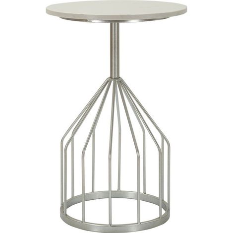Tavolino Cup Ø 37,5 cm in ferro e marmo argento